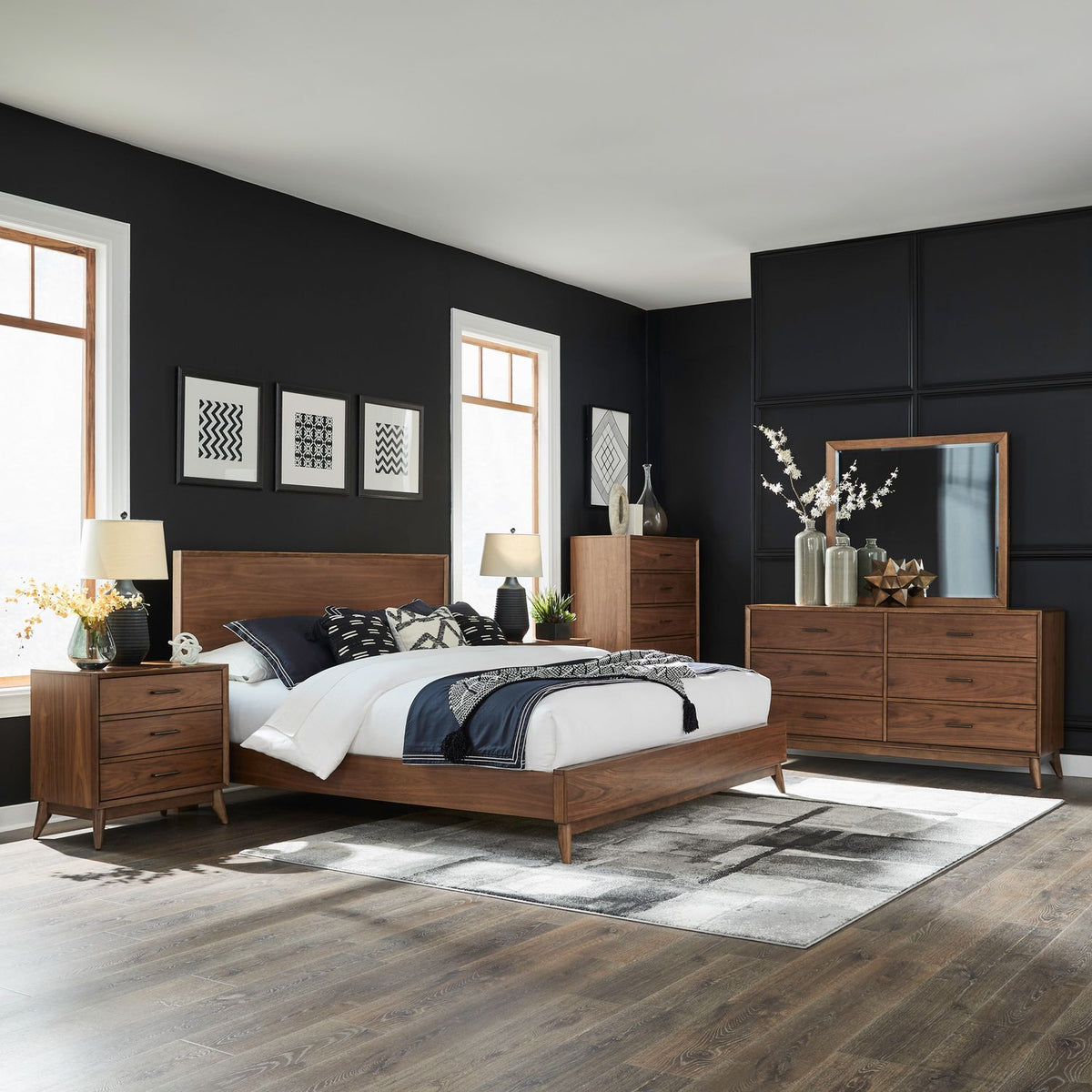 604-BR-CPLDMCN - King California Platform Bed, Dresser & Mirror, Chest, N/S - Liberty Furniture