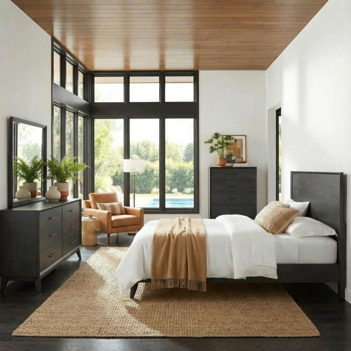 604B-BR-QPLDMC - Queen Platform Bed, Dresser & Mirror, Chest - Liberty Furniture