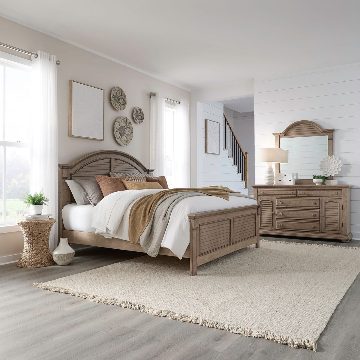 607N-BR-KPBDM - King Panel Bed, Dresser & Mirror - Liberty Furniture