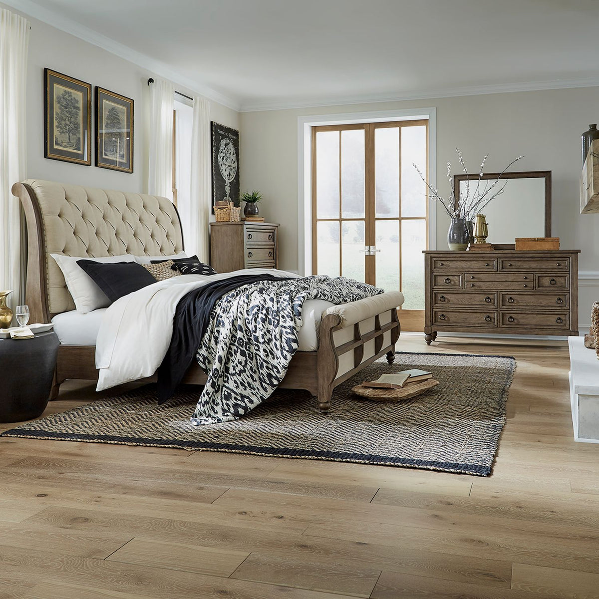 615-BR-KCSDMC - King California Sleigh Bed, Dresser & Mirror, Chest - Liberty Furniture