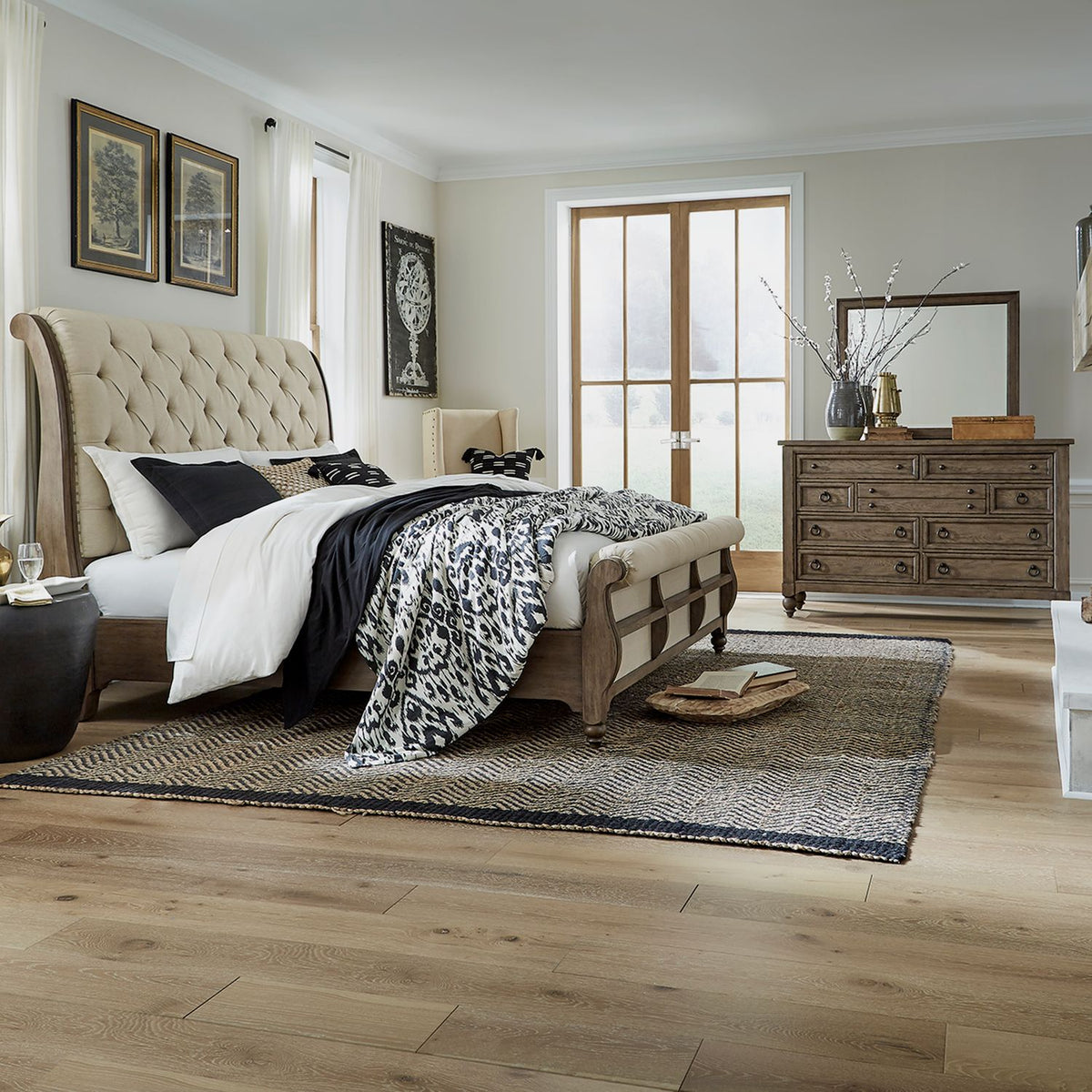 615-BR-QSLDM - Queen Sleigh Bed, Dresser & Mirror - Liberty Furniture