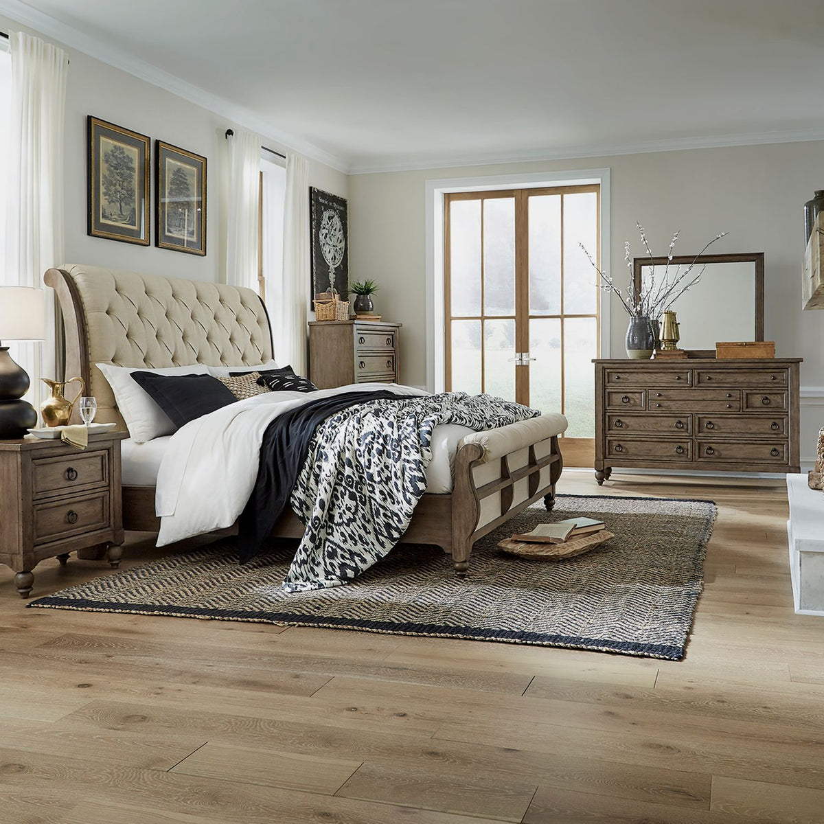 615-BR-QSLDMCN - Queen Sleigh Bed, Dresser & Mirror, Chest, N/S - Liberty Furniture