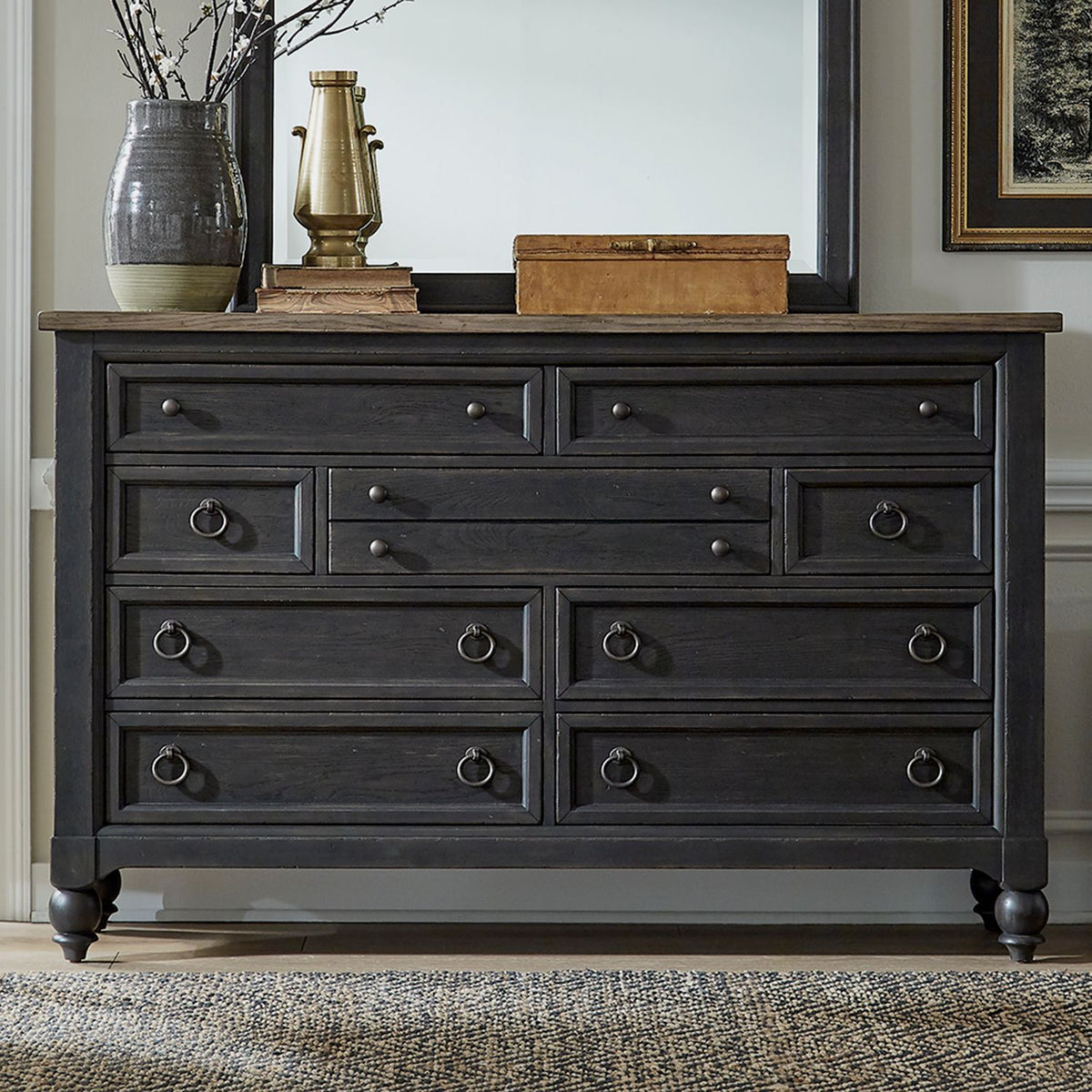 615-BR31-B - 9 Drawer Dresser - Black - Liberty Furniture