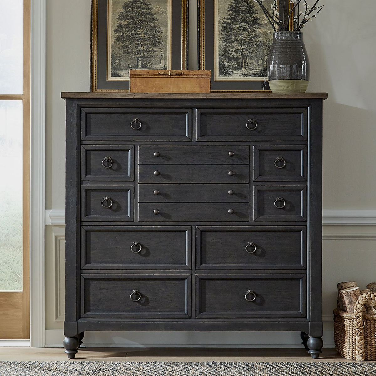 615-BR32-B - 12 Drawer Chesser - Black - Liberty Furniture