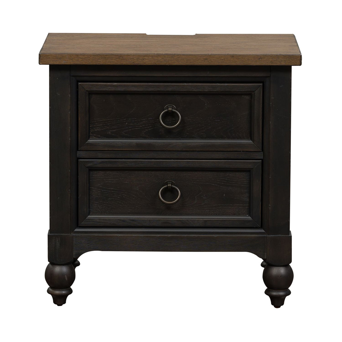 615-BR61-B - 2 Drawer Night Stand w/ Charging Station - Black - Liberty Furniture