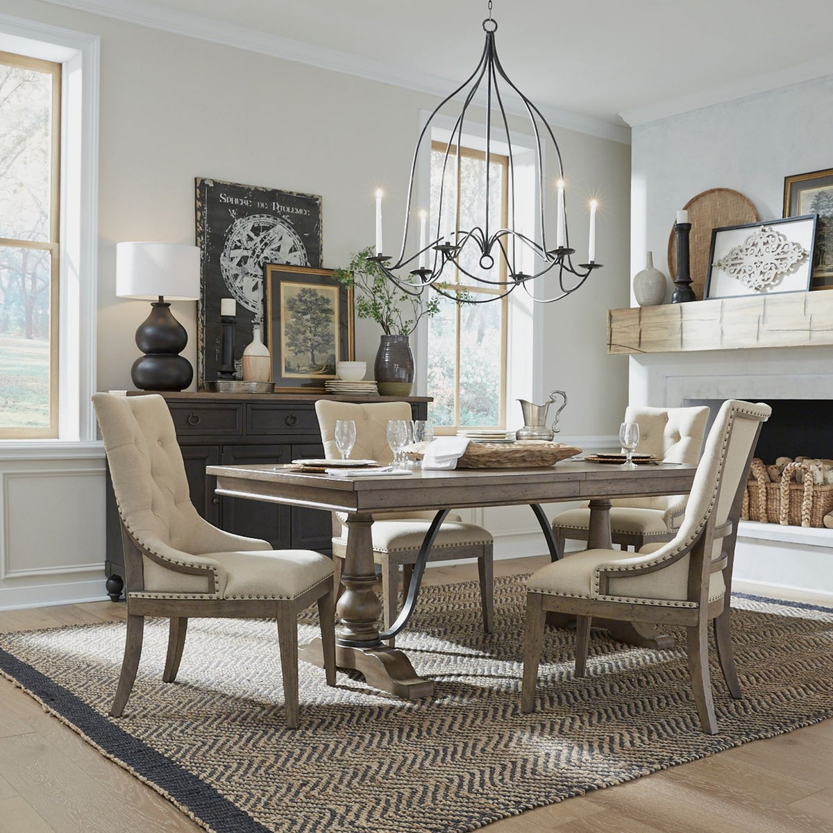615-DR-5TRS - 5 Piece Trestle Table Set - Liberty Furniture