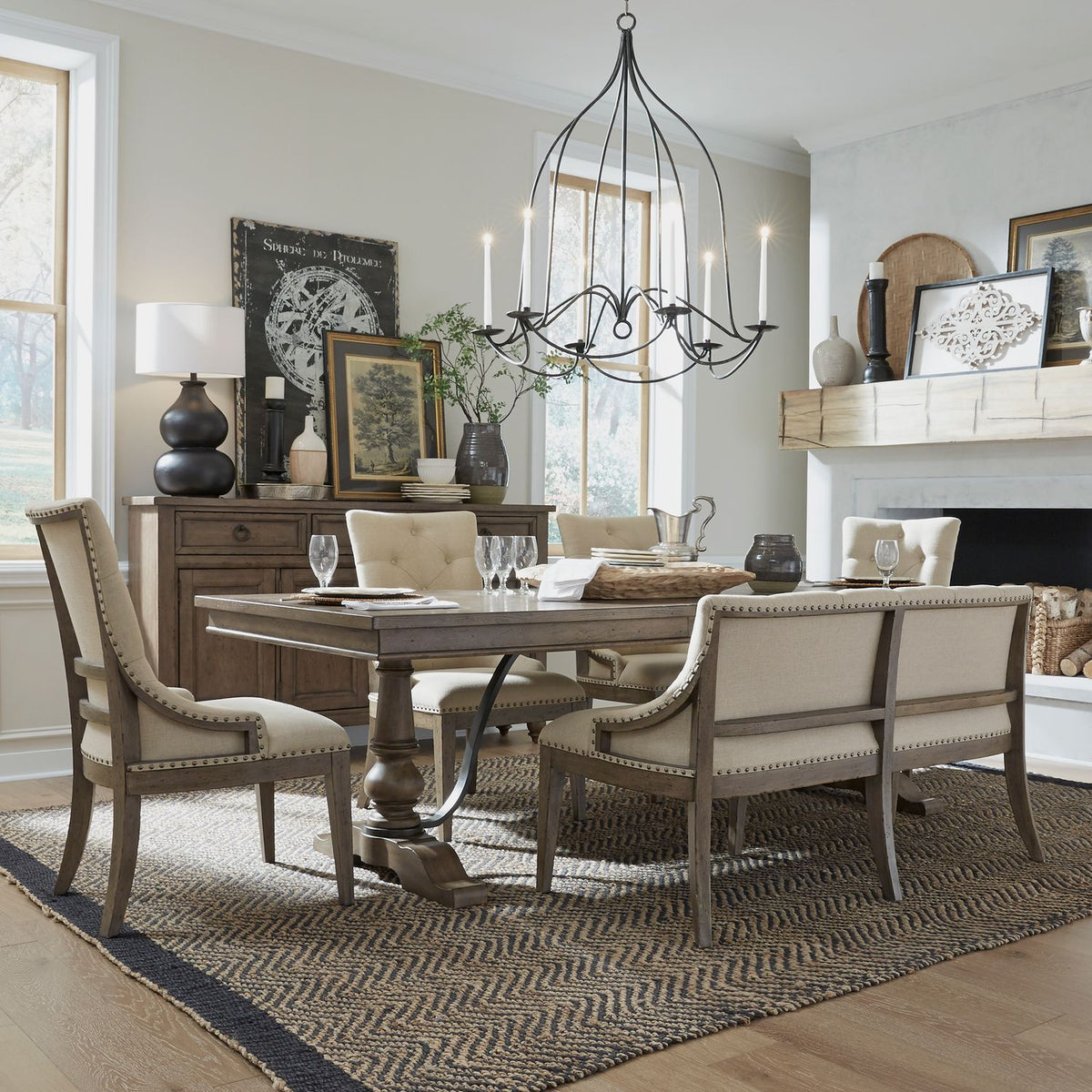 615-DR-6TRS - 6 Piece Trestle Table Set - Liberty Furniture