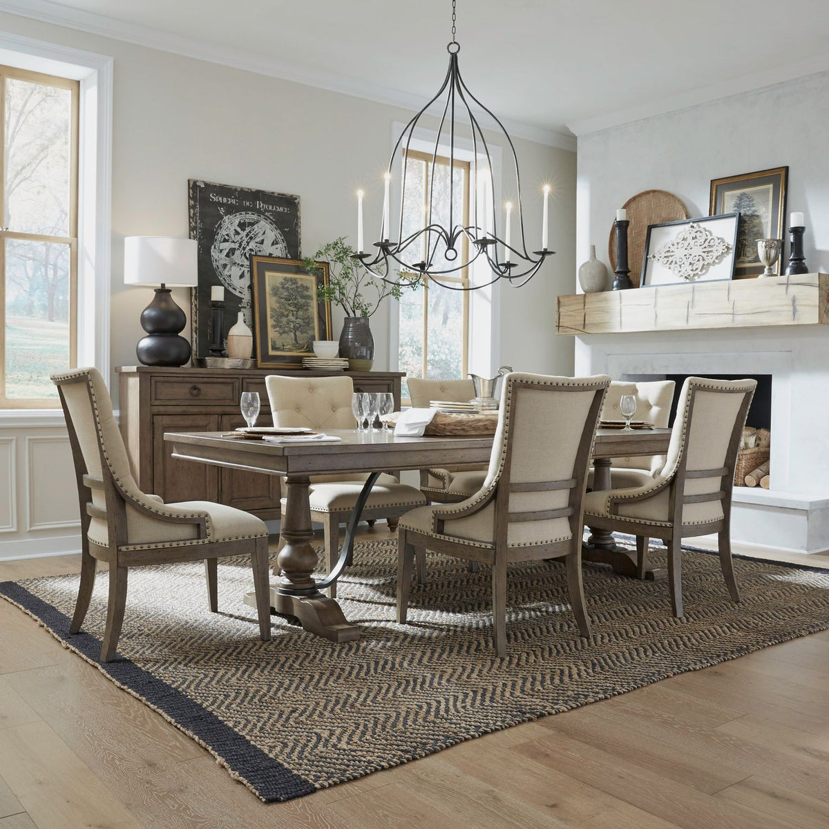 615-DR-7TRS - 7 Piece Trestle Table Set - Liberty Furniture