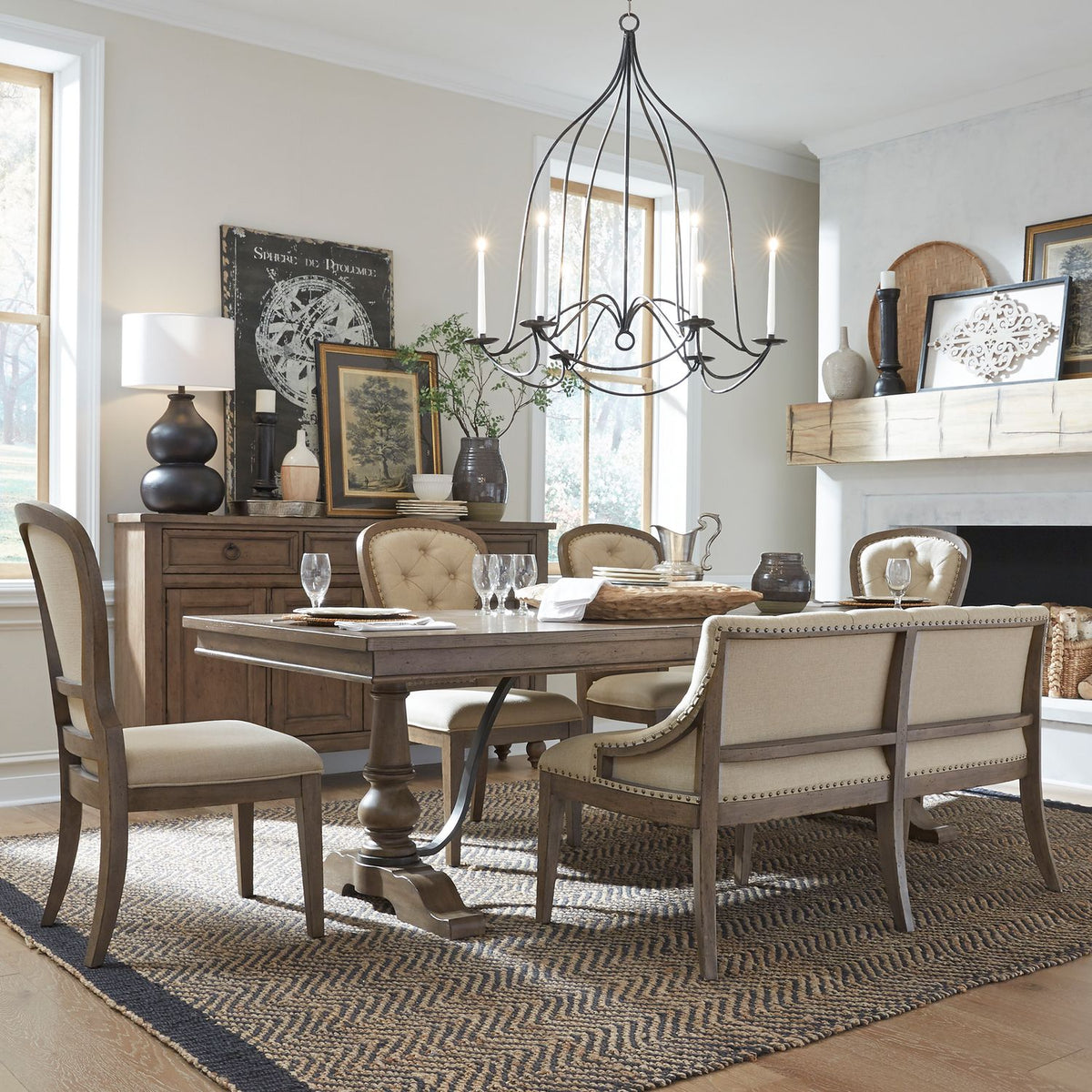 615-DR-O6TRS - Optional 6 Piece Trestle Table Set - Liberty Furniture