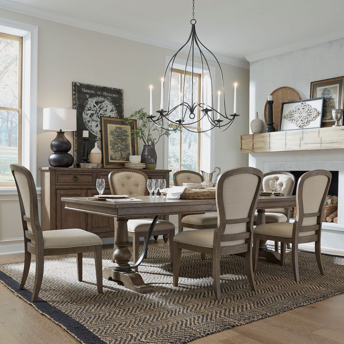615-DR-O7TRS - Optional 7 Piece Trestle Table Set - Liberty Furniture