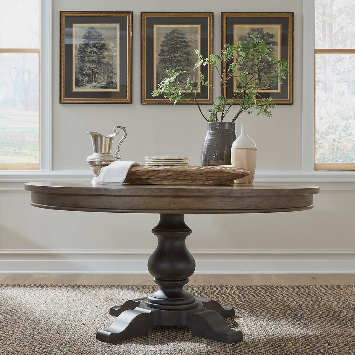 615-P6060-B - Single Pedestal Table Base- Black - Liberty Furniture