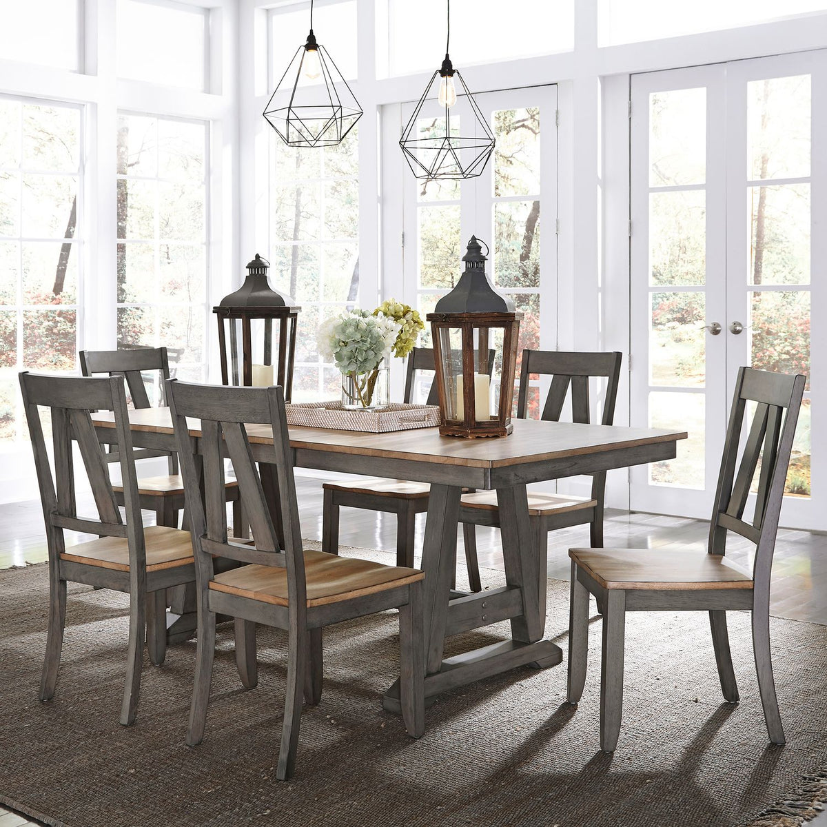 62-CD-7TRS - 7 Piece Trestle Table Set - Liberty Furniture