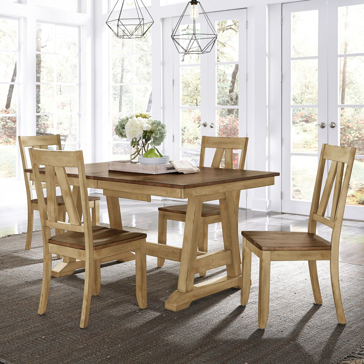 62BR-CD-5TRS - 5 Piece Trestle Table Set - Liberty Furniture