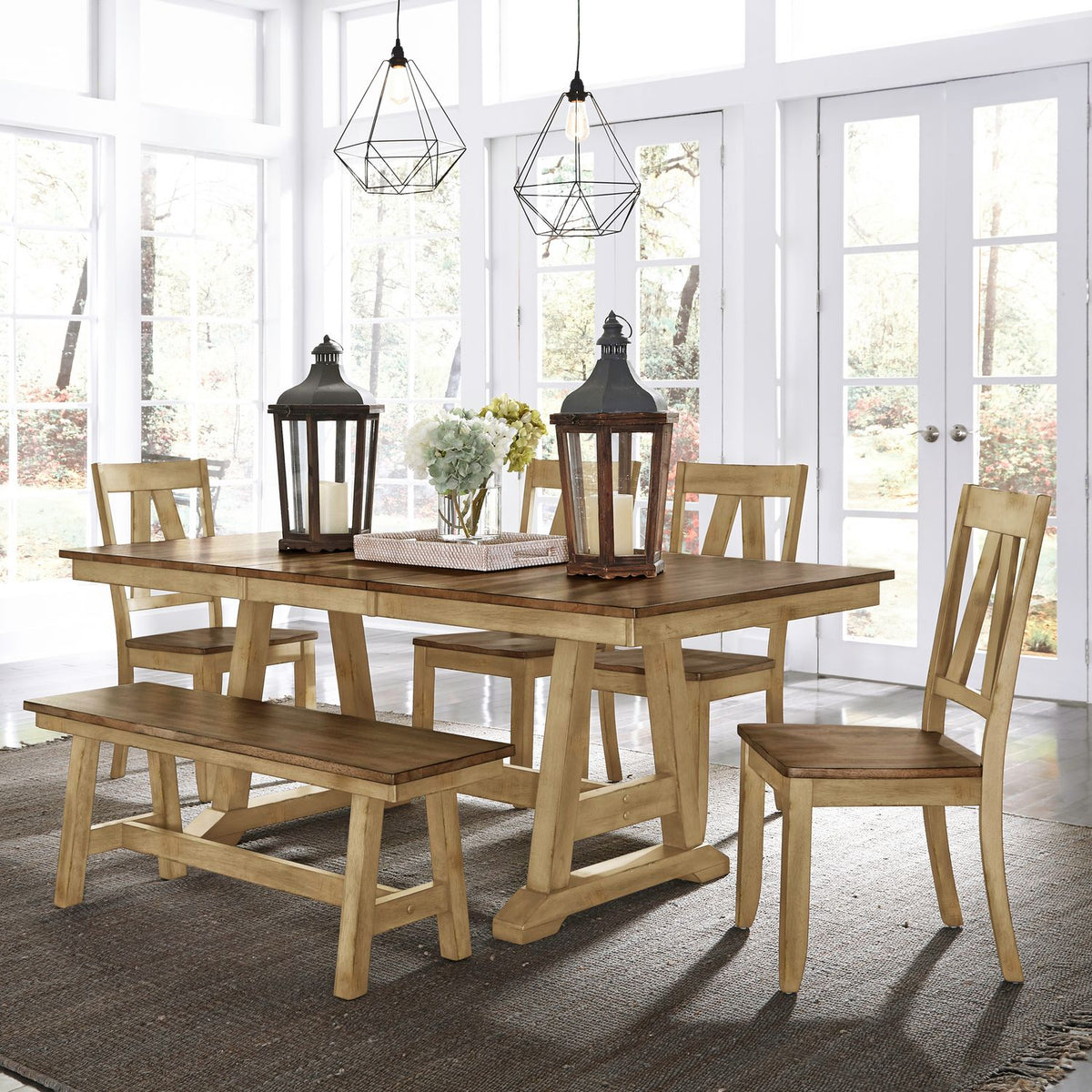 62BR-CD-6TRS - 6 Piece Trestle Table Set - Liberty Furniture