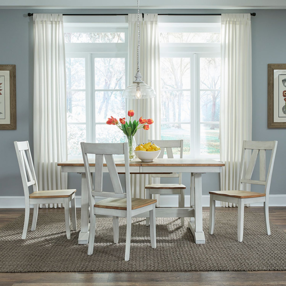 62WH-CD-5TRS - 5 Piece Trestle Table Set - Liberty Furniture