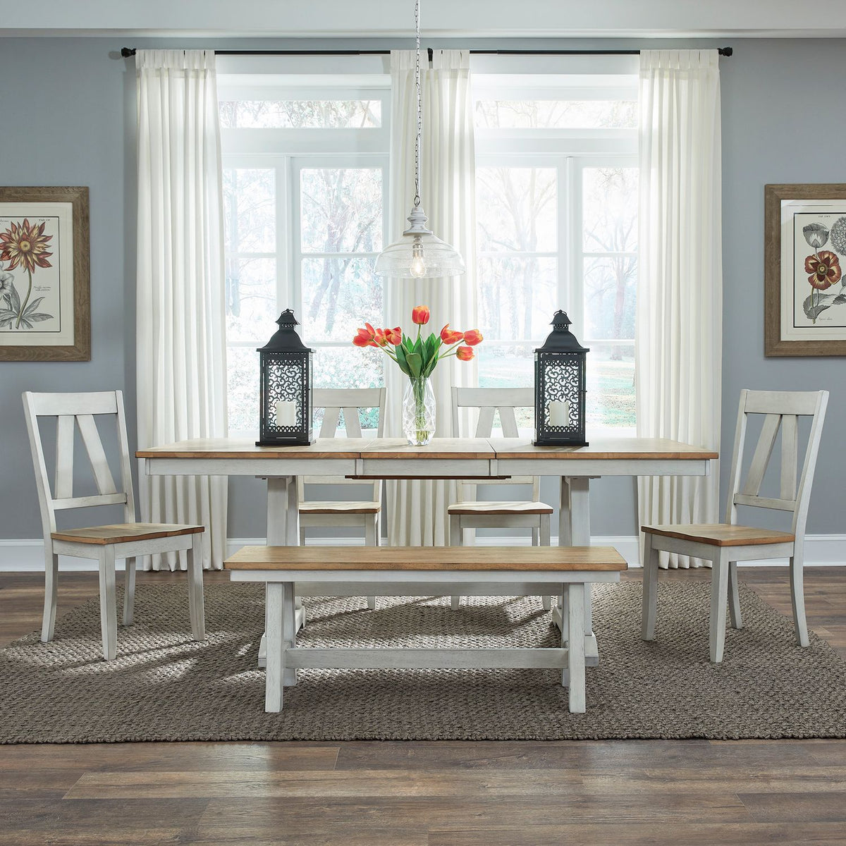 62WH-CD-6TRS - 6 Piece Trestle Table Set - Liberty Furniture