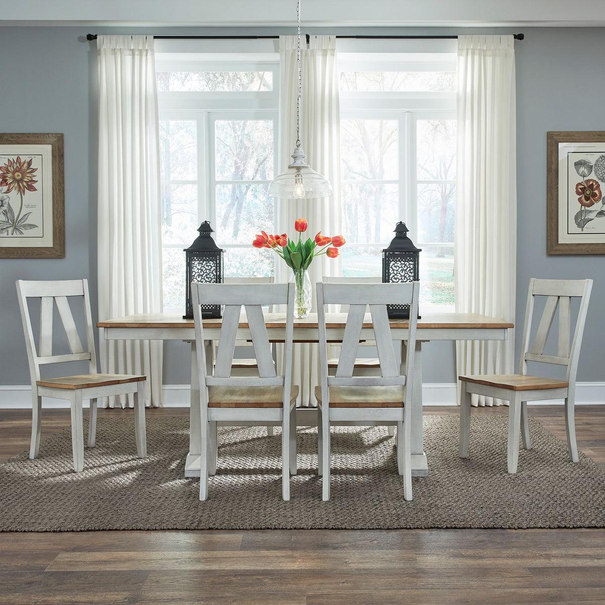 62WH-CD-7TRS - 7 Piece Trestle Table Set - Liberty Furniture
