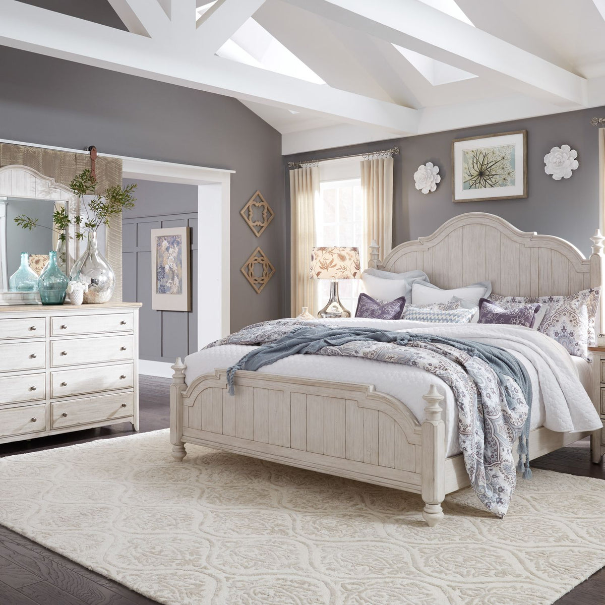652-BR-KPSDM - King Poster Bed, Dresser & Mirror - Liberty Furniture