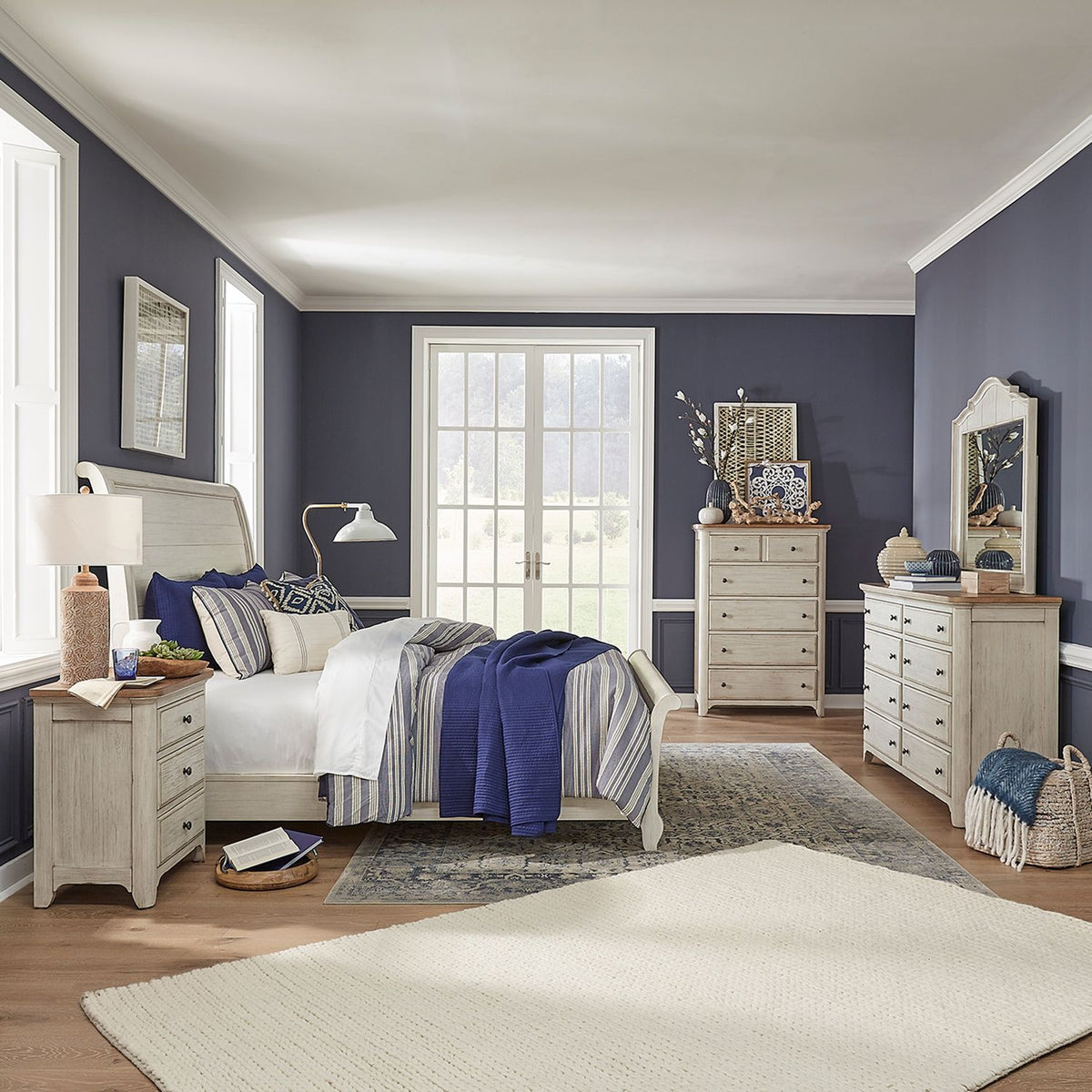 652-BR-KSLDMCN - King Sleigh Bed, Dresser & Mirror, Chest, Night Stand - Liberty Furniture