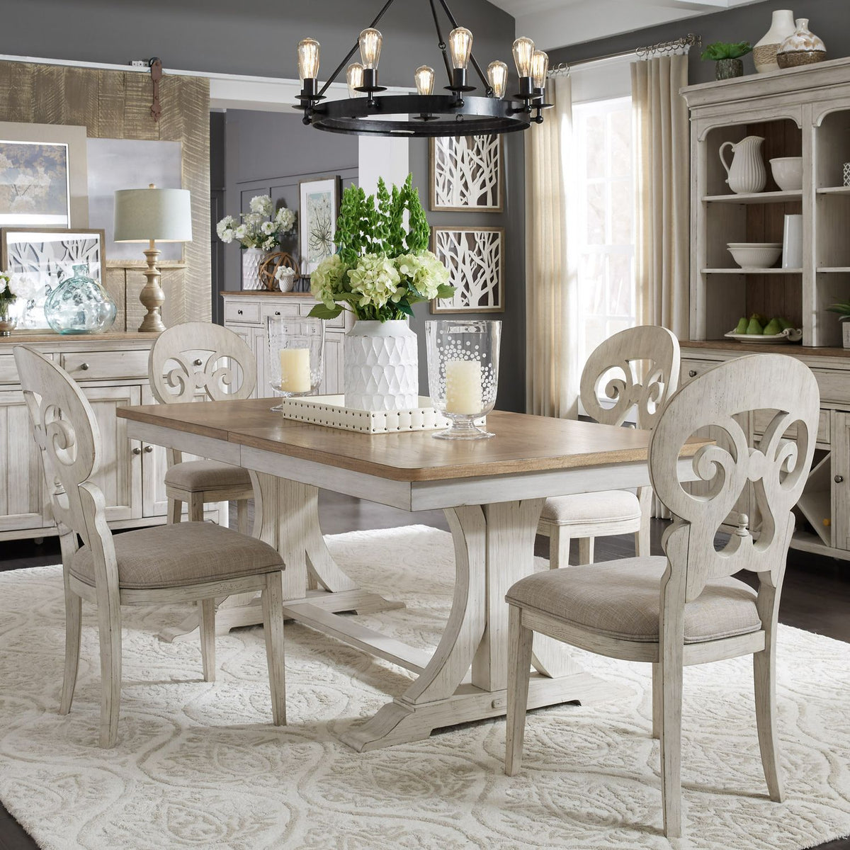 652-DR-5TRS - 5 Piece Trestle Table Set - Liberty Furniture