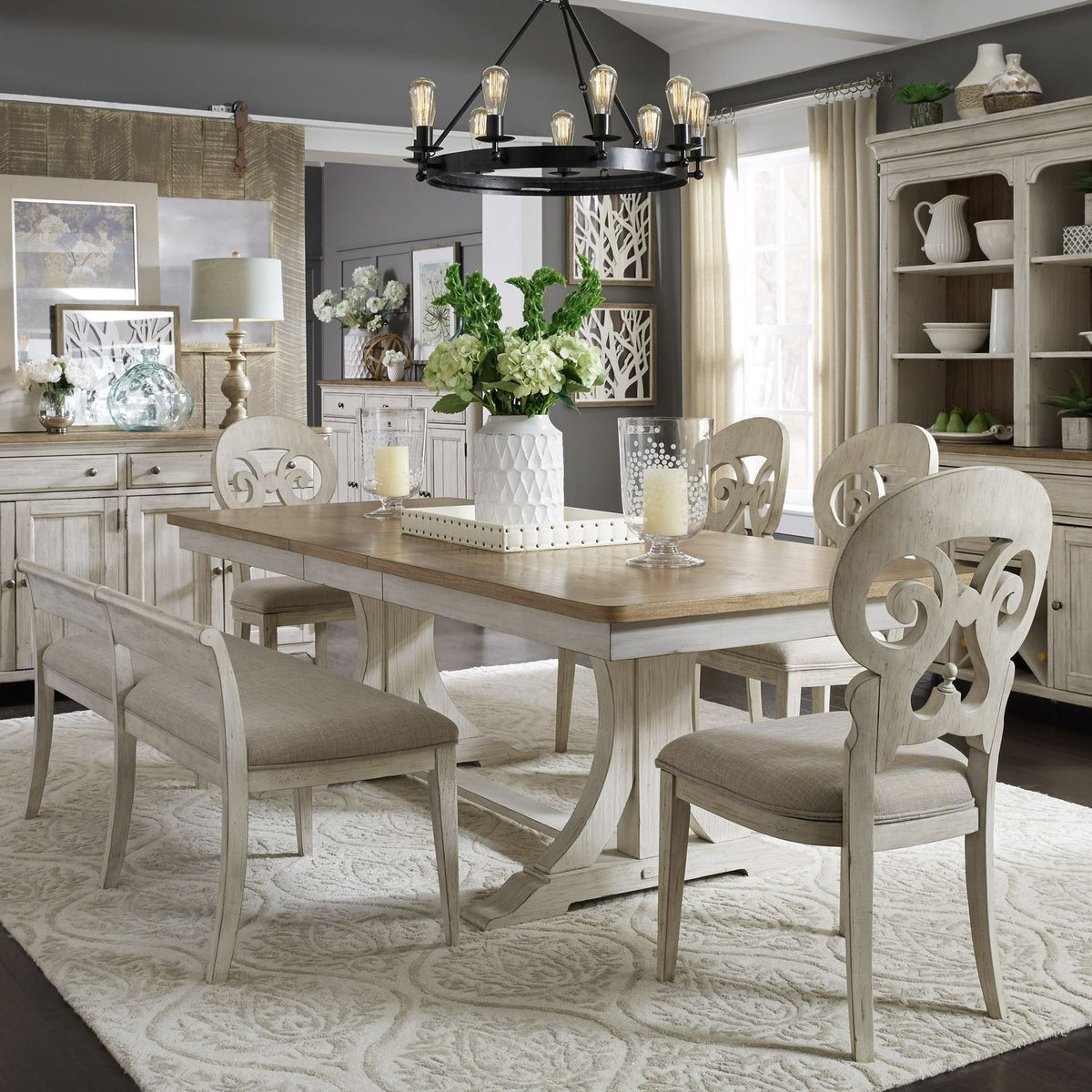 652-DR-6TRS - 6 Piece Trestle Table Set - Liberty Furniture