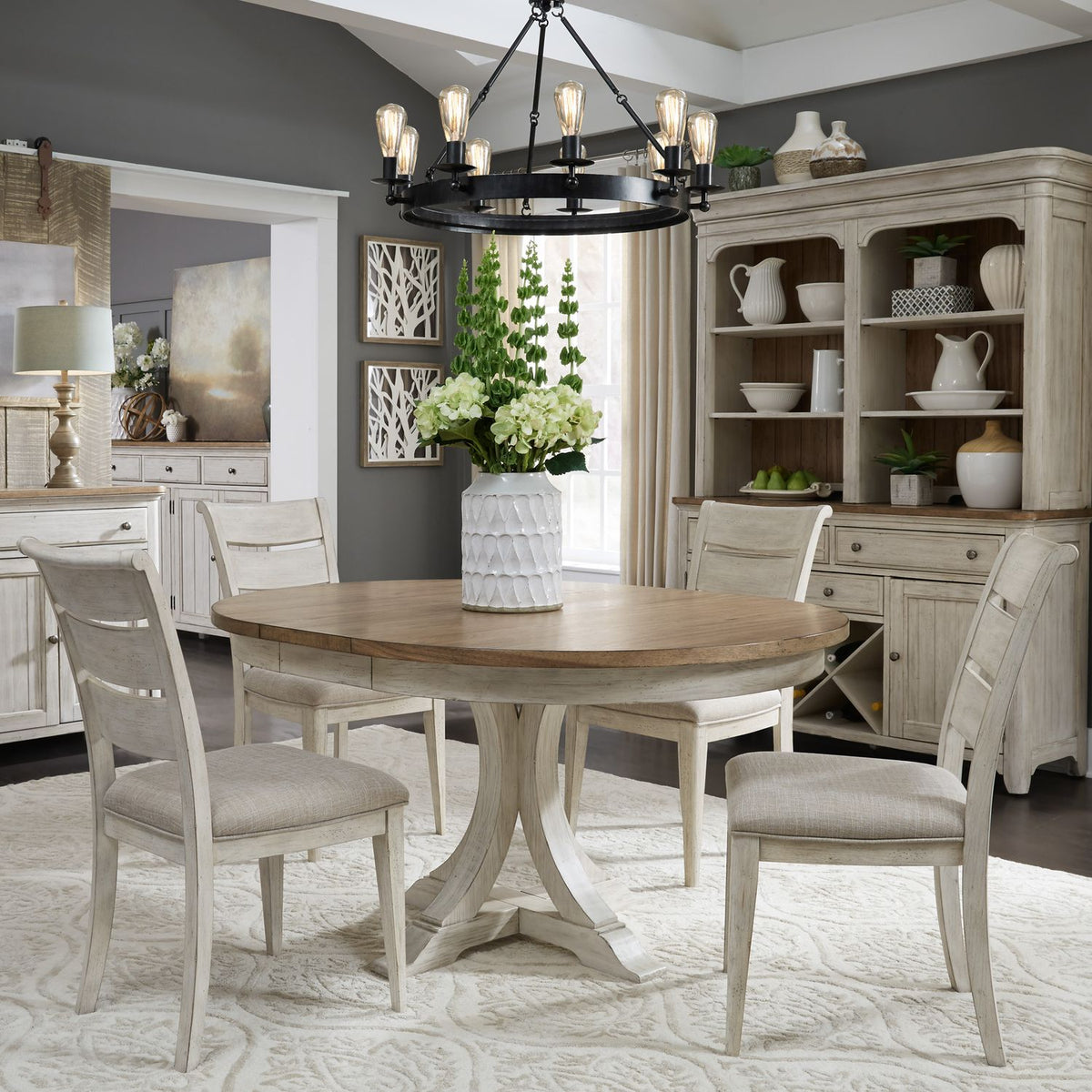 652-DR-O5PDS - Opt 5 Piece Pedestal Table Set - Liberty Furniture