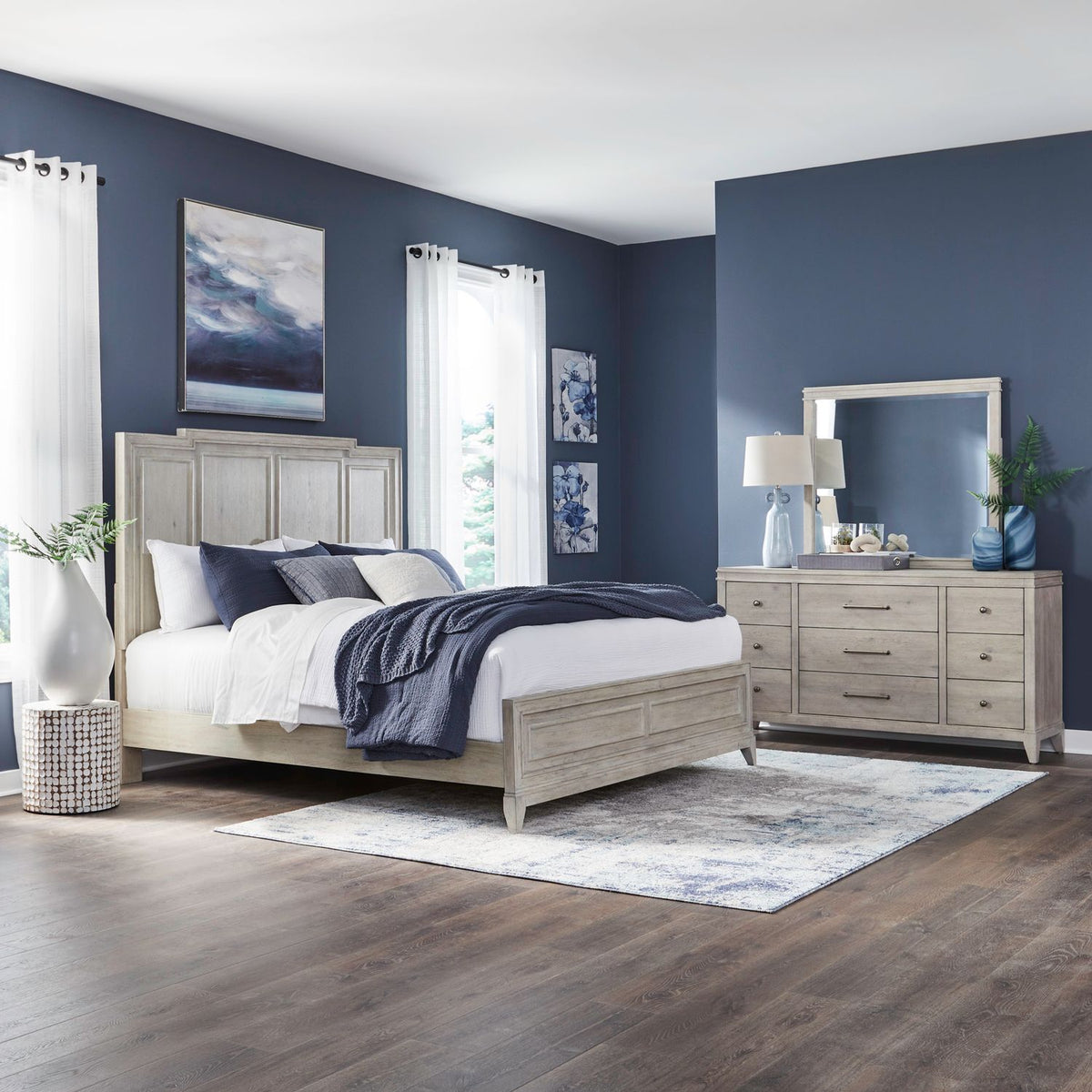 694-BR-KCPBDM - King California Panel Bed, Dresser & Mirror - Liberty Furniture