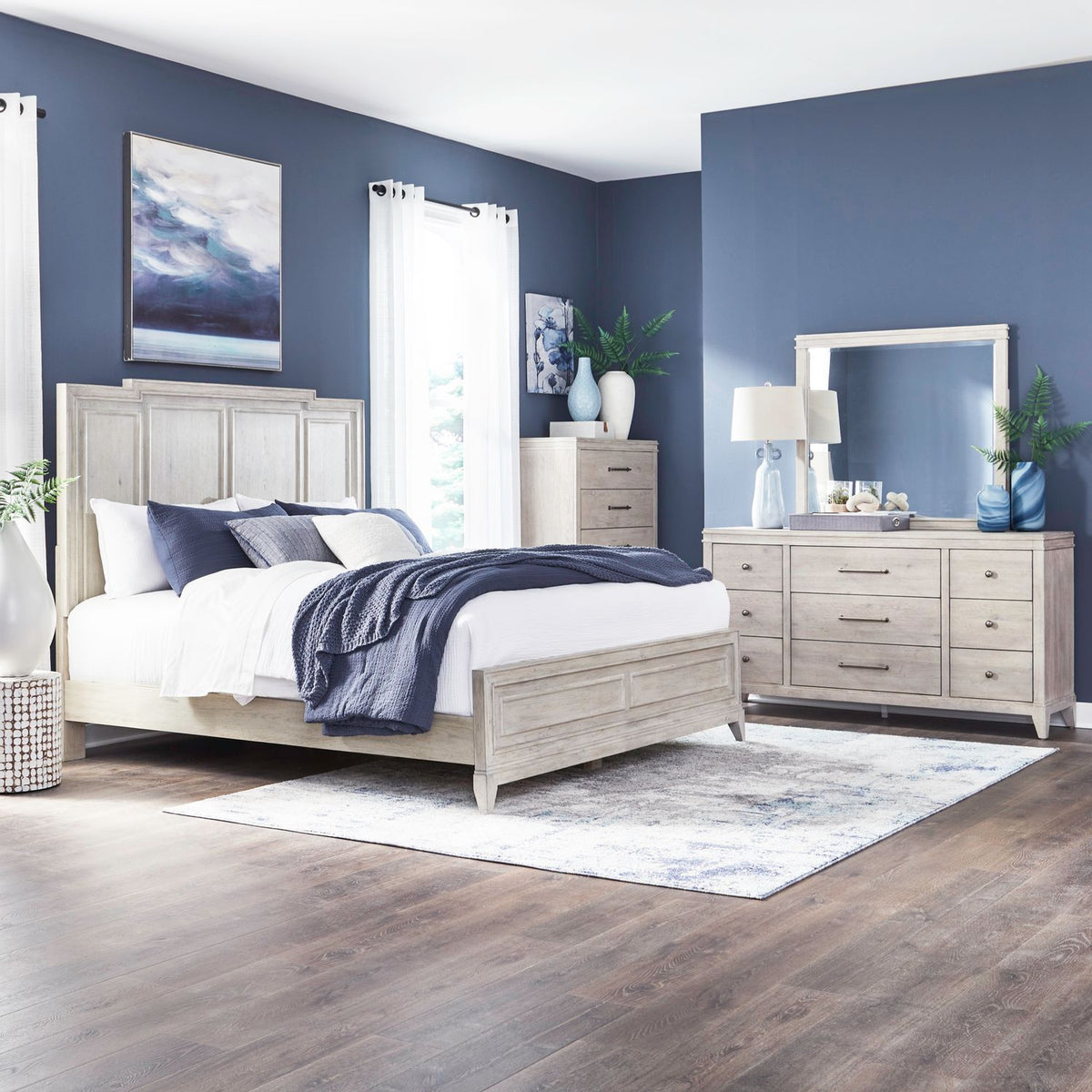 694-BR-KPBDMC - King Panel Bed, Dresser & Mirror, Chest - Liberty Furniture