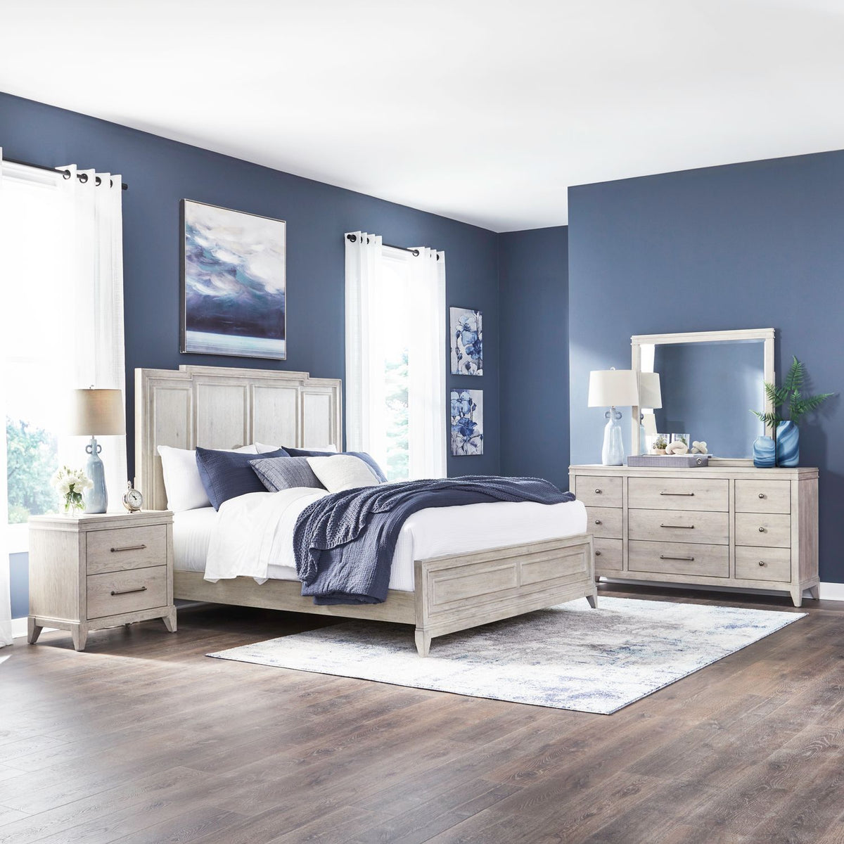694-BR-KPBDMN - King Panel Bed, Dresser & Mirror, Night Stand - Liberty Furniture