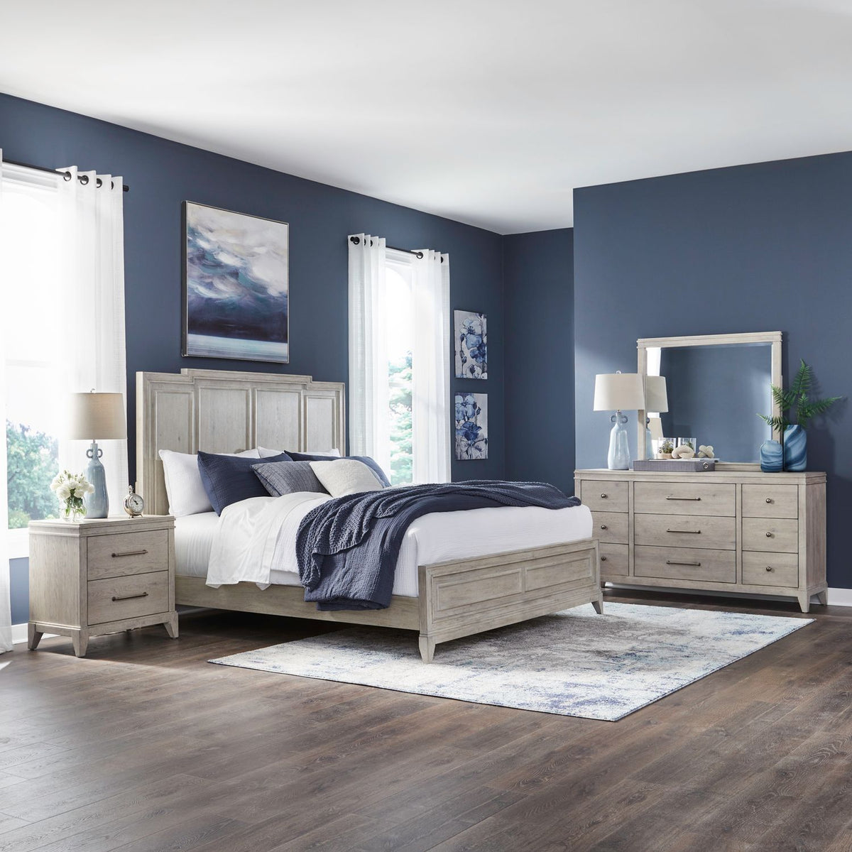 694-BR-QPBDMN - Queen Panel Bed, Dresser & Mirror, Night Stand - Liberty Furniture