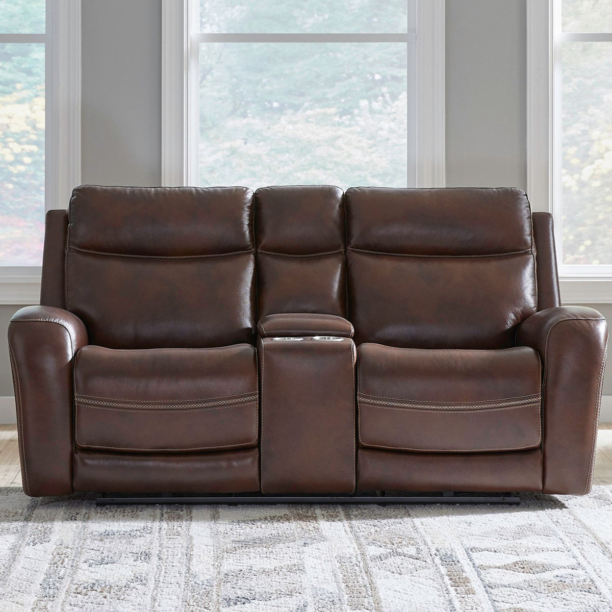 7005CG-22P - Loveseat w/Console P2 & ZG - Cognac - Liberty Furniture