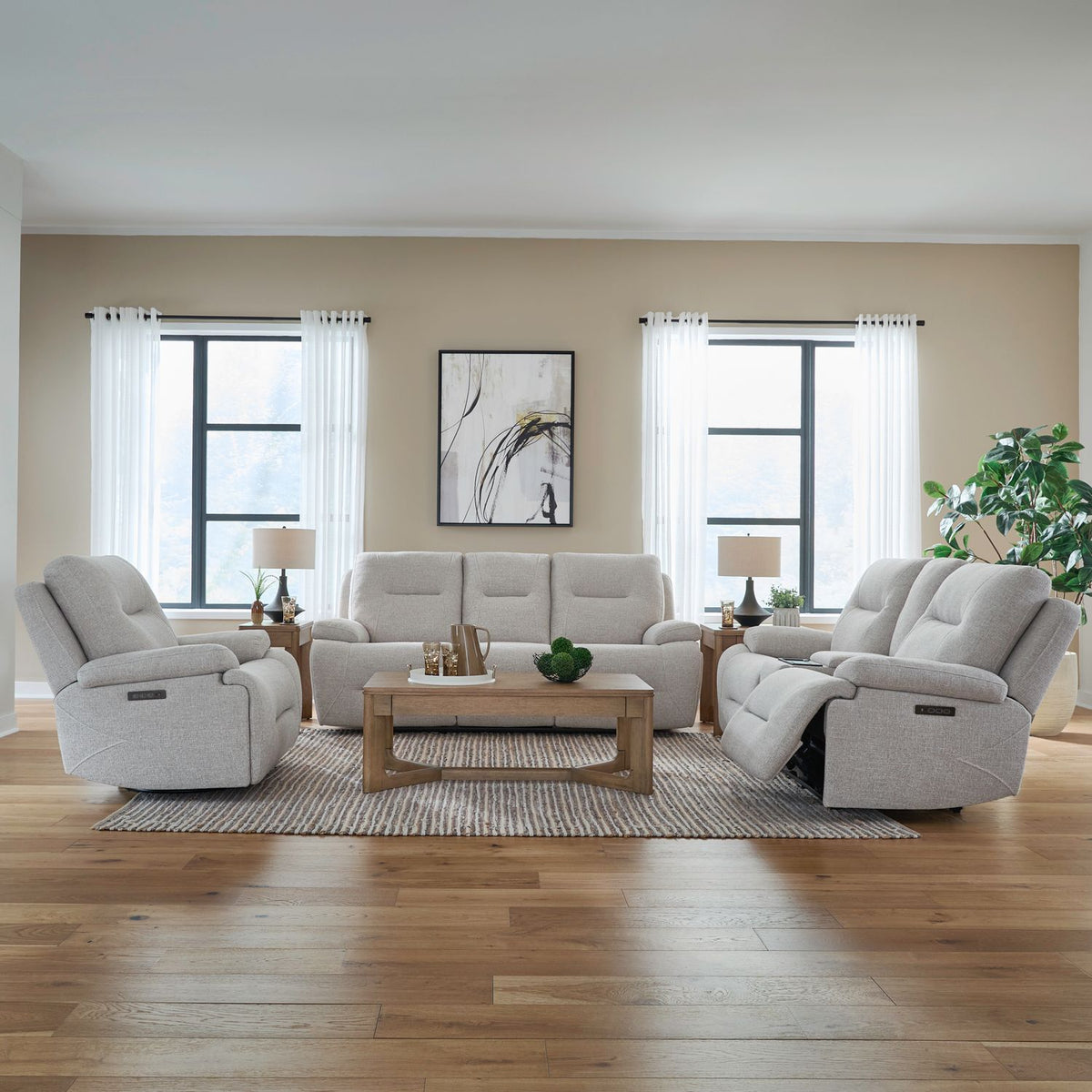 7008GF-UPH-SOLOREC - Sofa w/ Loveseat & Recliner - Liberty Furniture