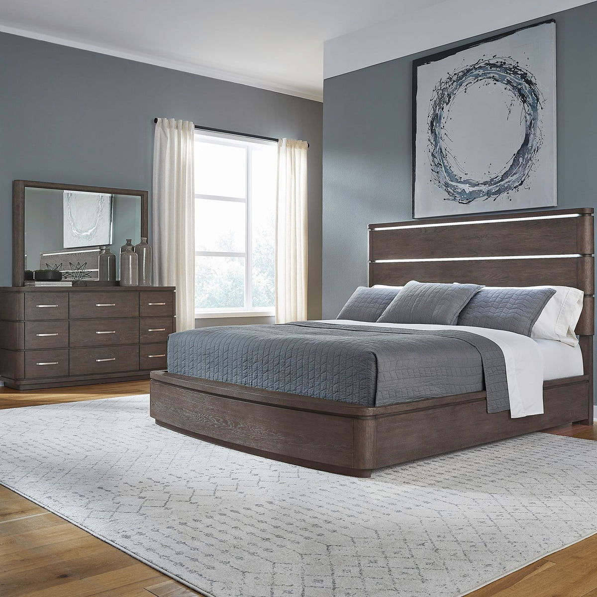 732-BR-KPBDM - King Panel Bed, Dresser & Mirror - Liberty Furniture