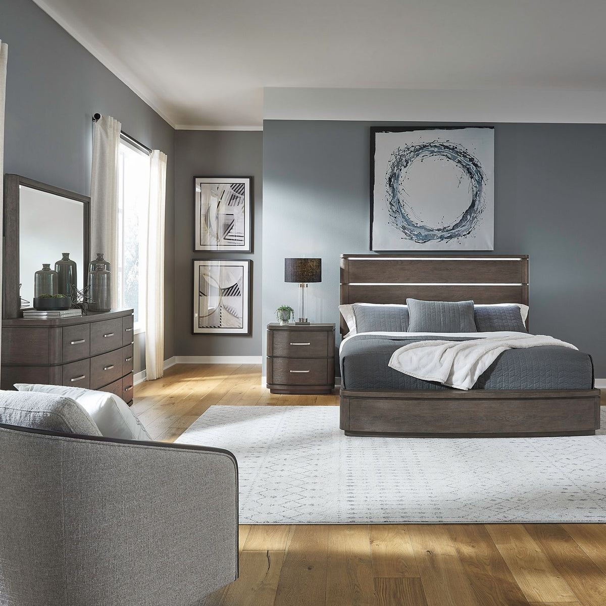 732-BR-KPBDMN - King Panel Bed, Dresser & Mirror, Night Stand - Liberty Furniture