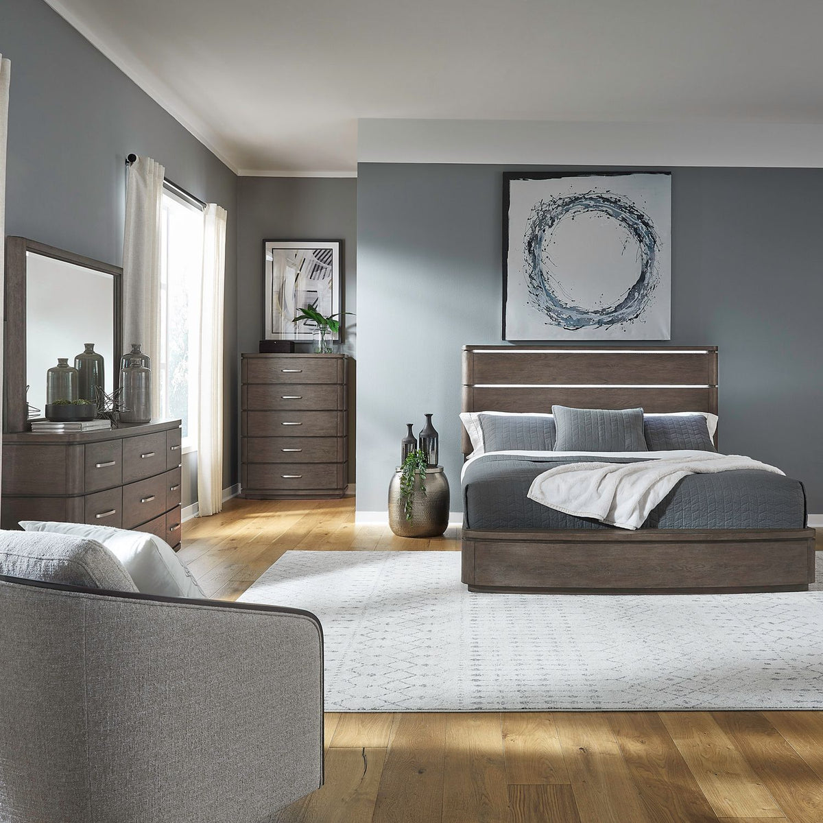732-BR-QPBDMC - Queen Panel Bed, Dresser & Mirror, Chest - Liberty Furniture