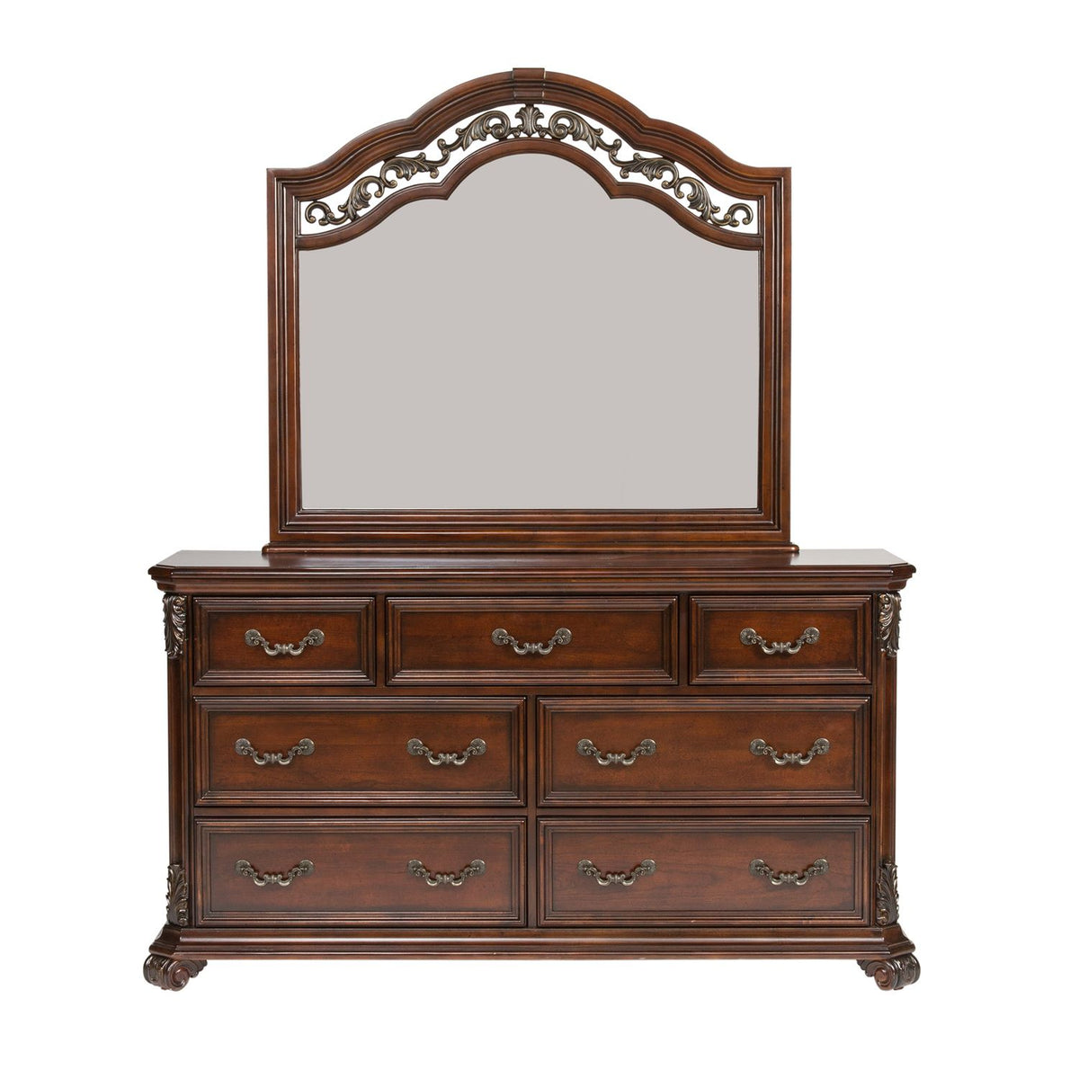 737-BR-QPSDMN - Queen Poster Bed, Dresser & Mirror, Night Stand - Liberty Furniture