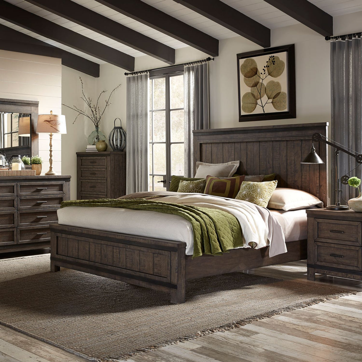 759-BR-KPBDMN - King Panel Bed, Dresser & Mirror, Night Stand - Liberty Furniture