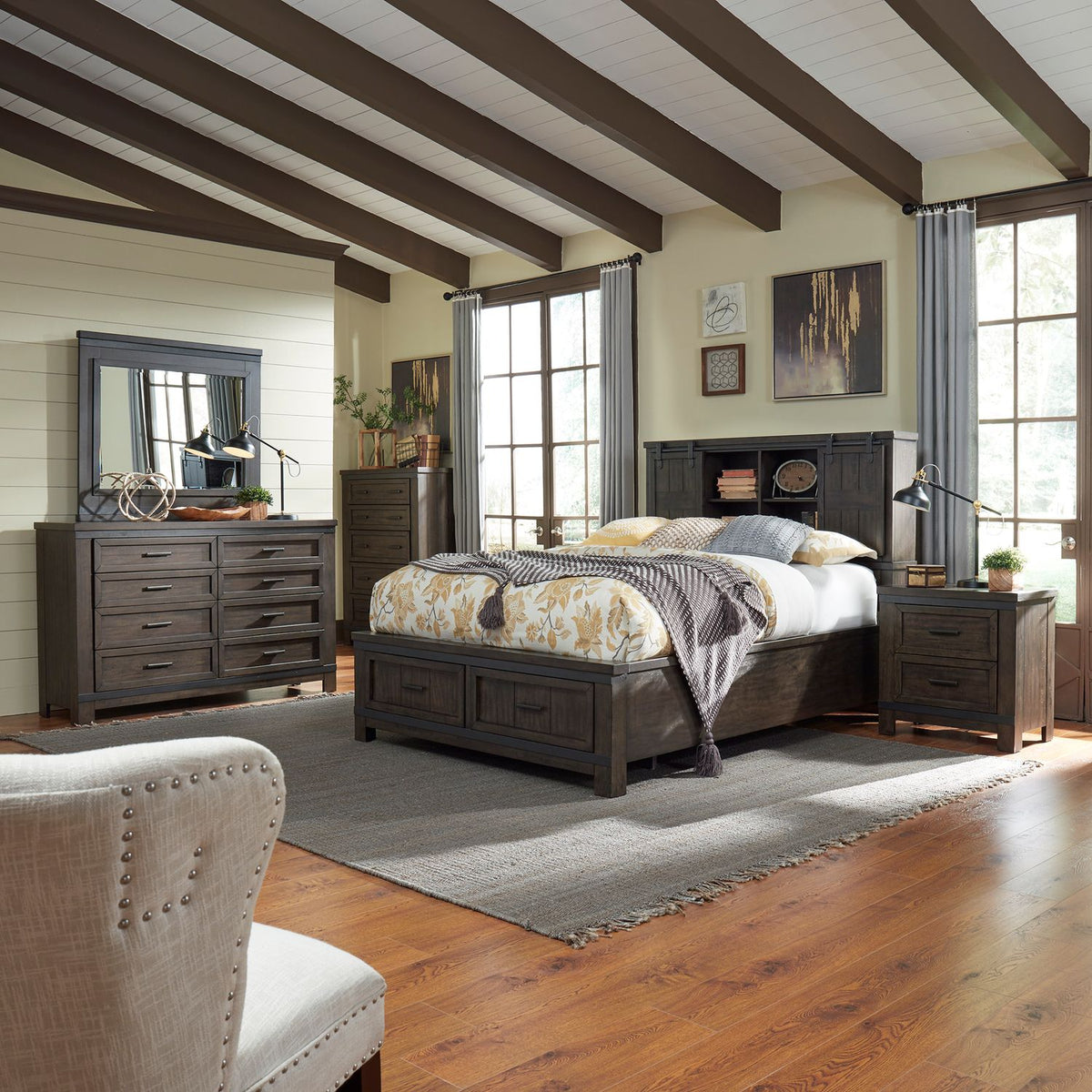 759-BR-QBBDMCN - Queen Bookcase Bed, Dresser & Mirror, Chest, Night Stand - Liberty Furniture
