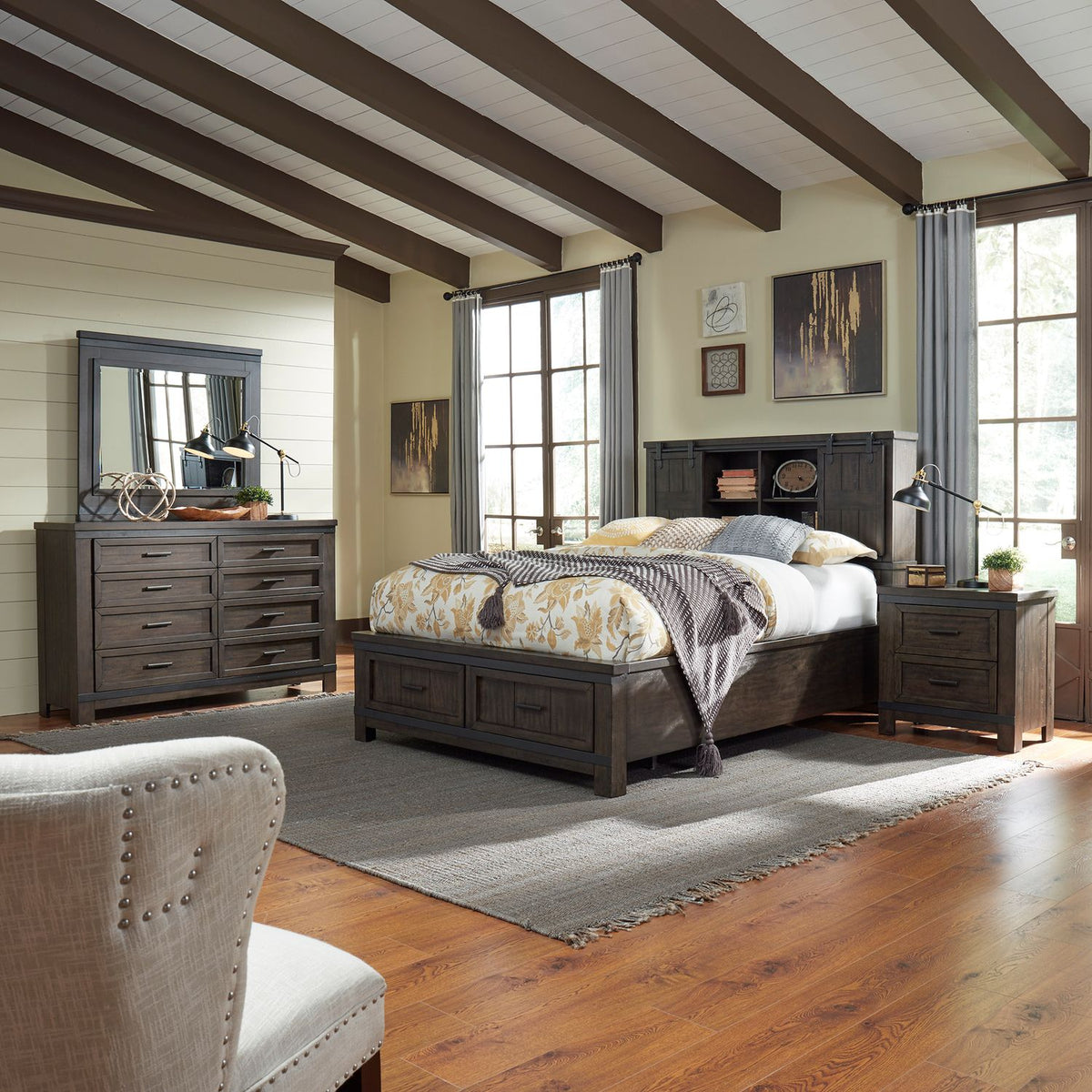 759-BR-QBBDMN - Queen Bookcase Bed, Dresser & Mirror, Night Stand - Liberty Furniture