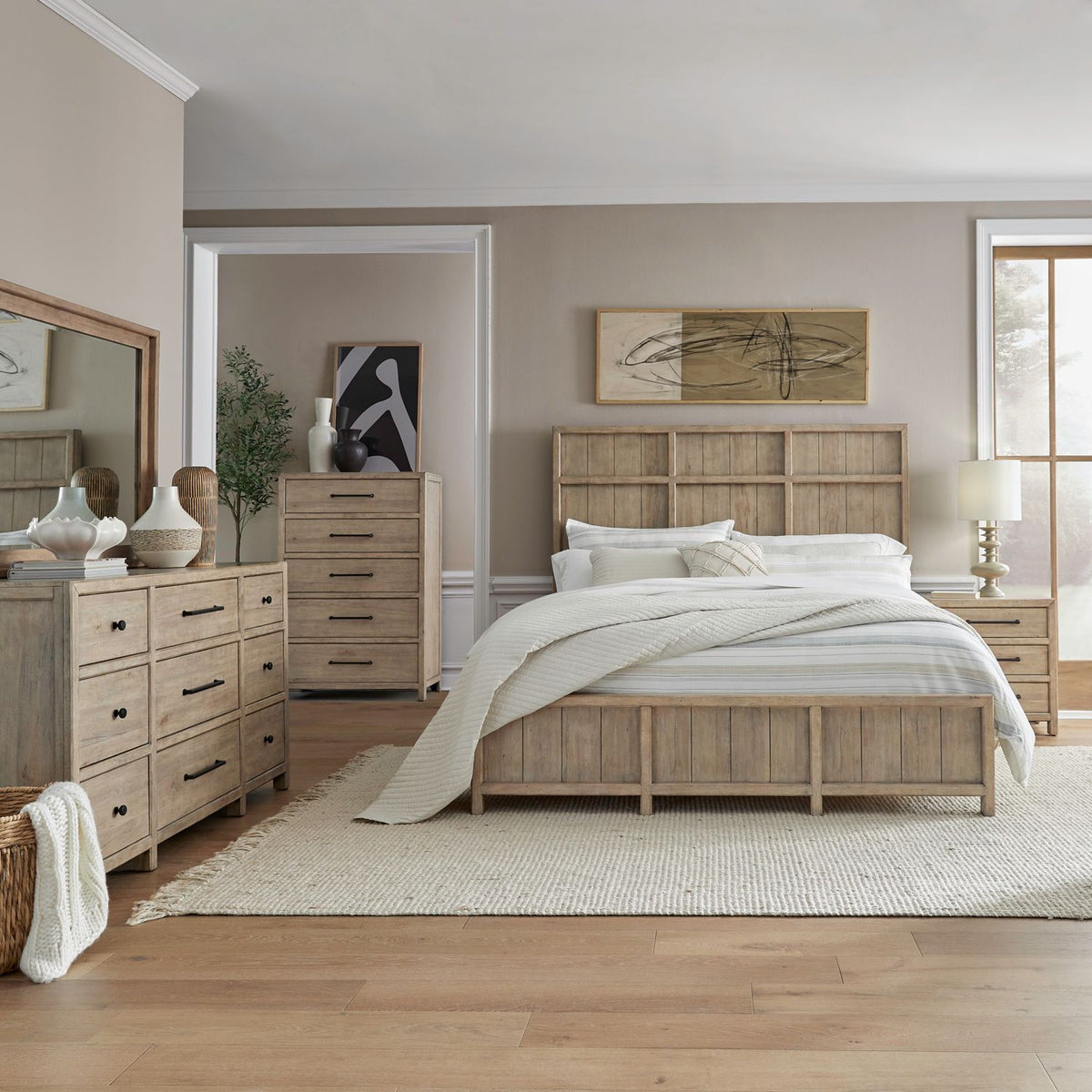780-BR-KPBDMCN - King Panel Bed, Dresser & Mirror, Chest, Night Stand - Liberty Furniture