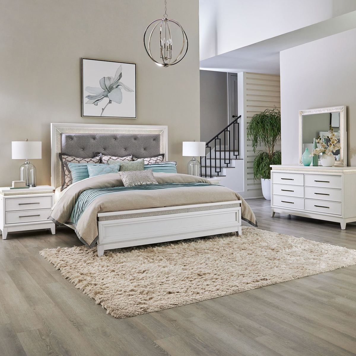 781-BR-CKUBDMN - King California Uph Bed, Dresser & Mirror, Night Stand - Liberty Furniture
