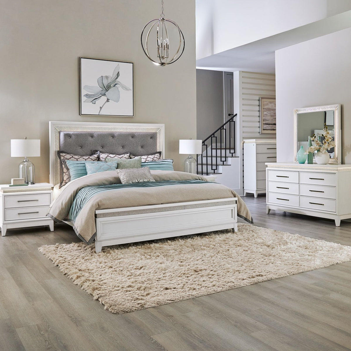 781-BR-KUBDMCN - King Uph Bed, Dresser & Mirror, Chest, Night Stand - Liberty Furniture
