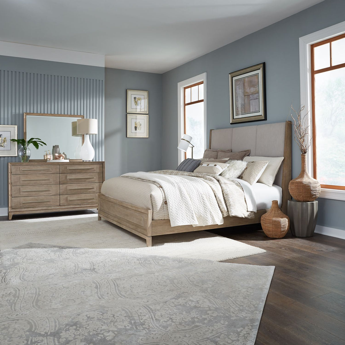789-BR-CKUBDM - King California Uph Bed, Dresser & Mirror - Liberty Furniture