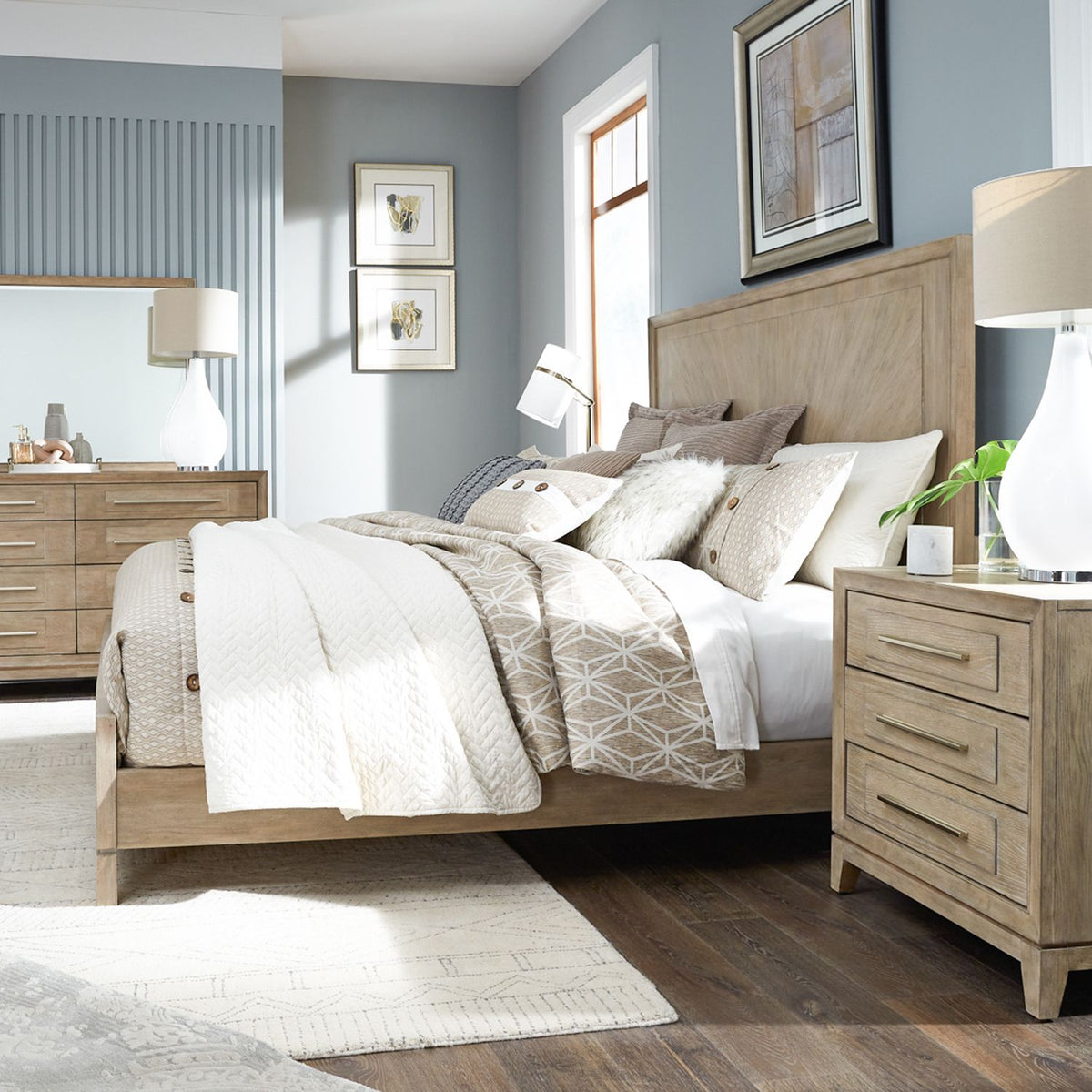 789-BR-CPBDMN - King California Panel Bed, Dresser & Mirror, Night Stand - Liberty Furniture