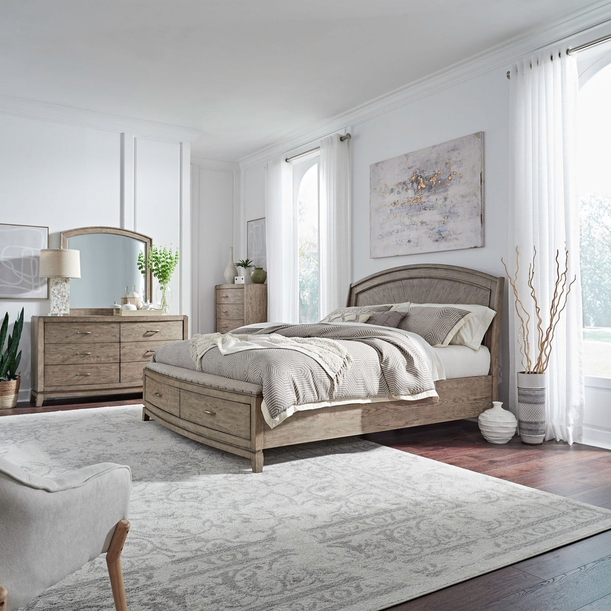 805-BR-KPBSDMC - King Panel Storage Bed, Dresser & Mirror, Chest - Liberty Furniture
