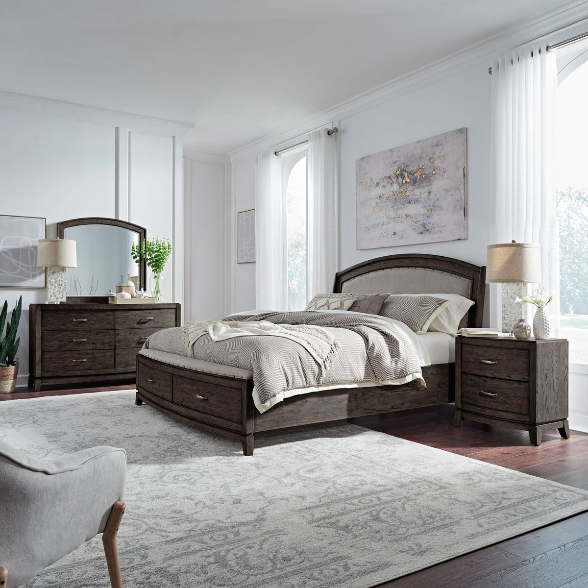 805B-BR-KUSDMN - King Uph Storage Bed, Dresser & Mirror, Night Stand - Liberty Furniture