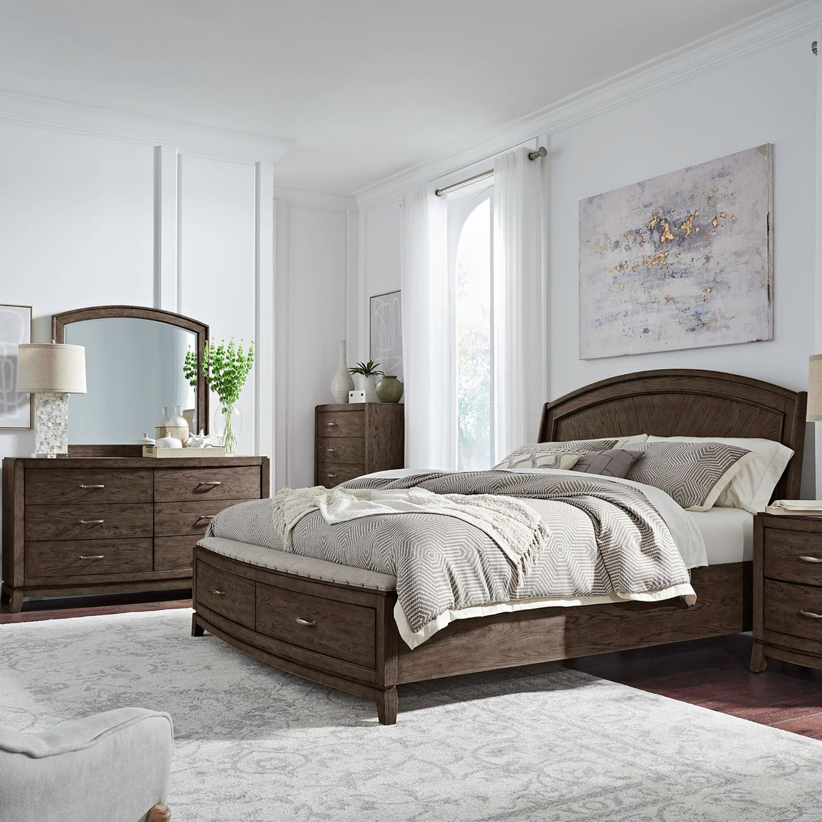 805B-BR-QPBSDMC - Queen Panel Storage Bed, Dresser & Mirror, Chest - Liberty Furniture