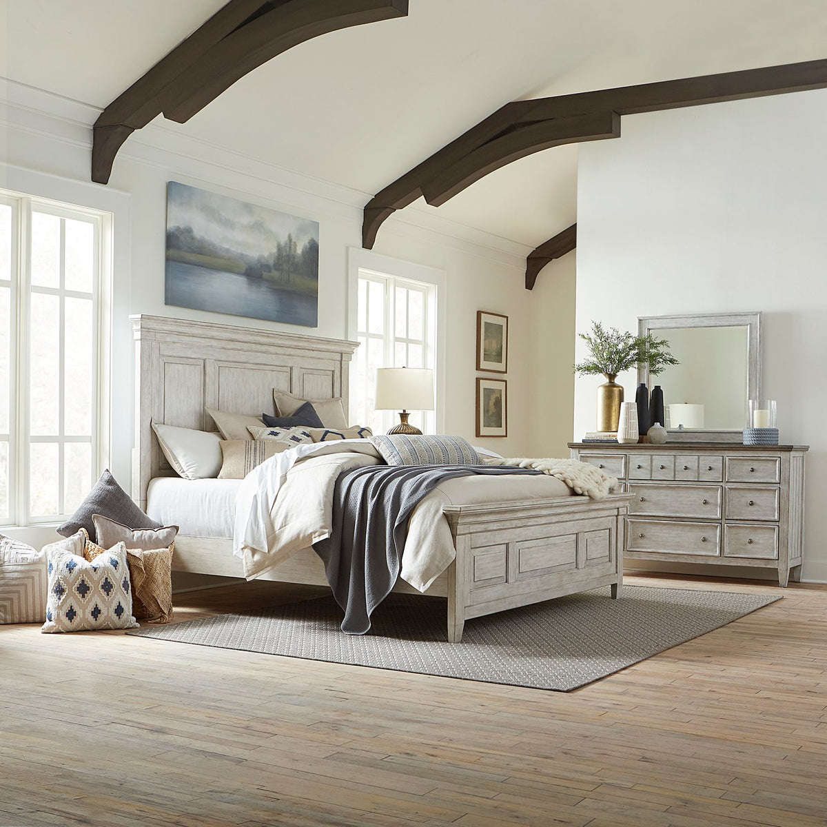 824-BR-KPBDM - King Panel Bed, Dresser & Mirror - Liberty Furniture