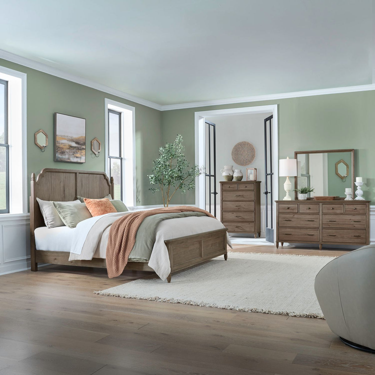 866-BR-KPBDMC - King Panel Bed, Dresser & Mirror, Chest - Liberty Furniture