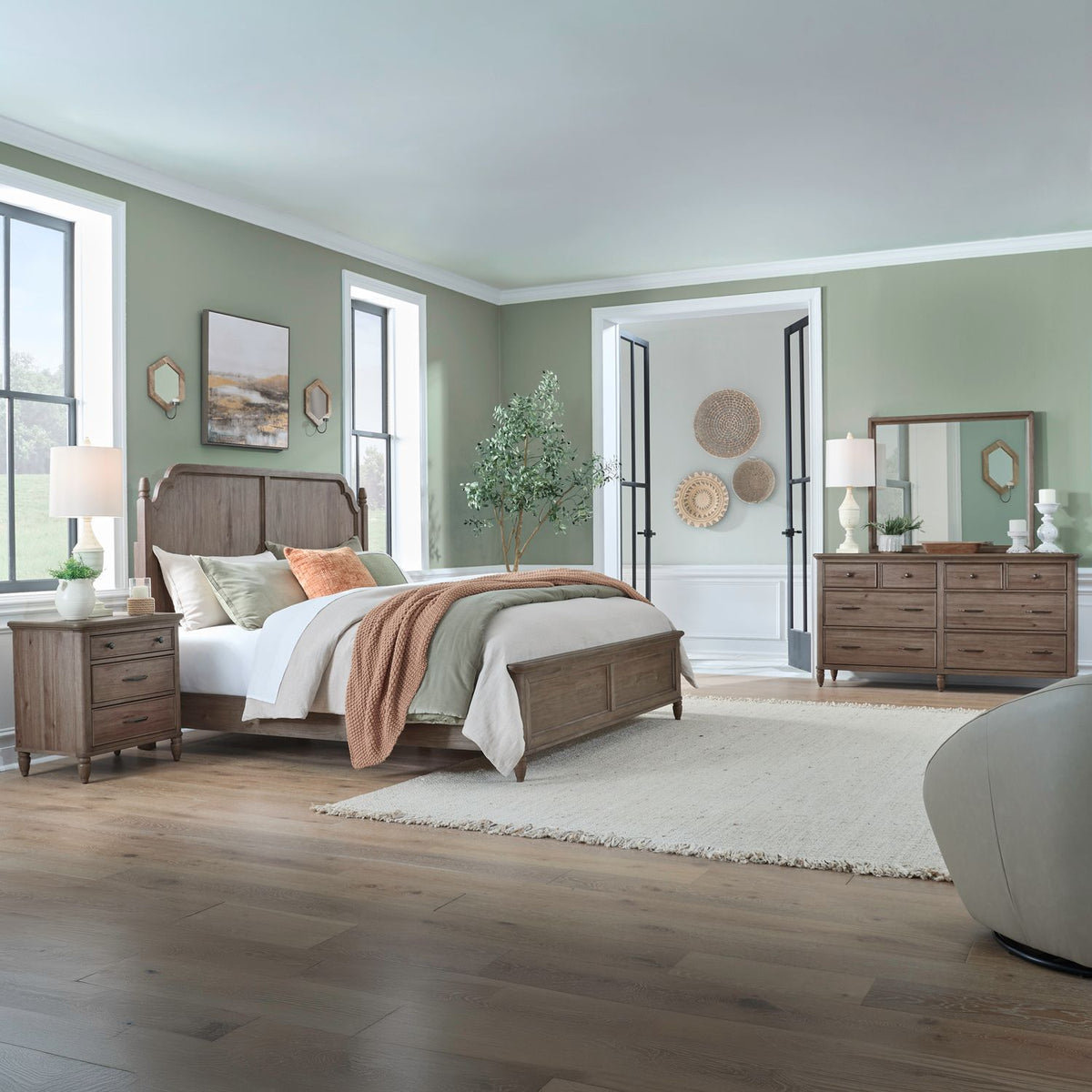 866-BR-KPBDMN - King Panel Bed, Dresser & Mirror, Night Stand - Liberty Furniture